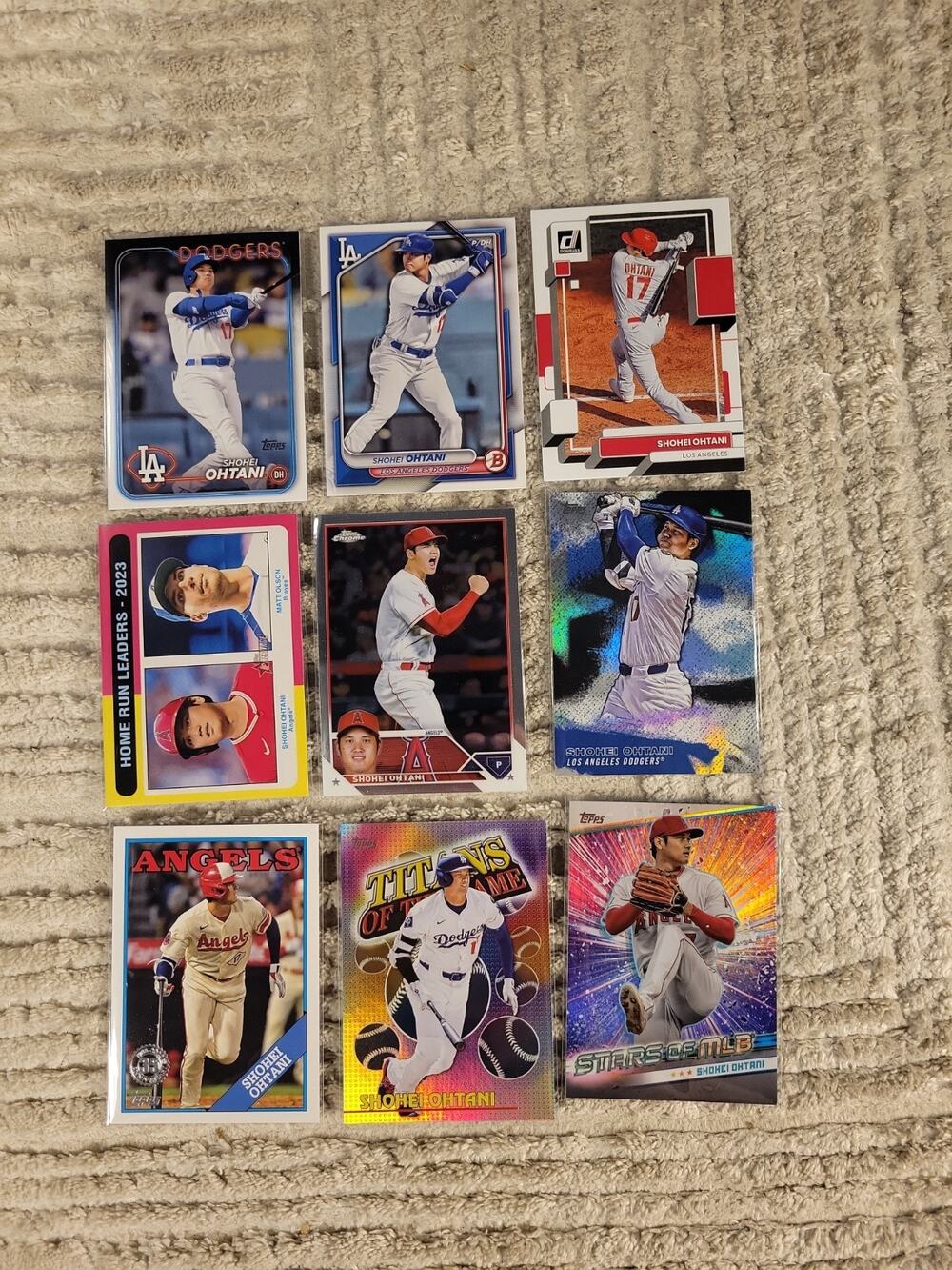 Shohei Ohtani Baseball Card Lot of 9 Cards Los Angeles Angels Dodgers Topps